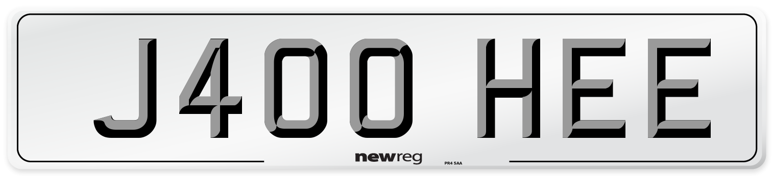 J400 HEE Number Plate from New Reg